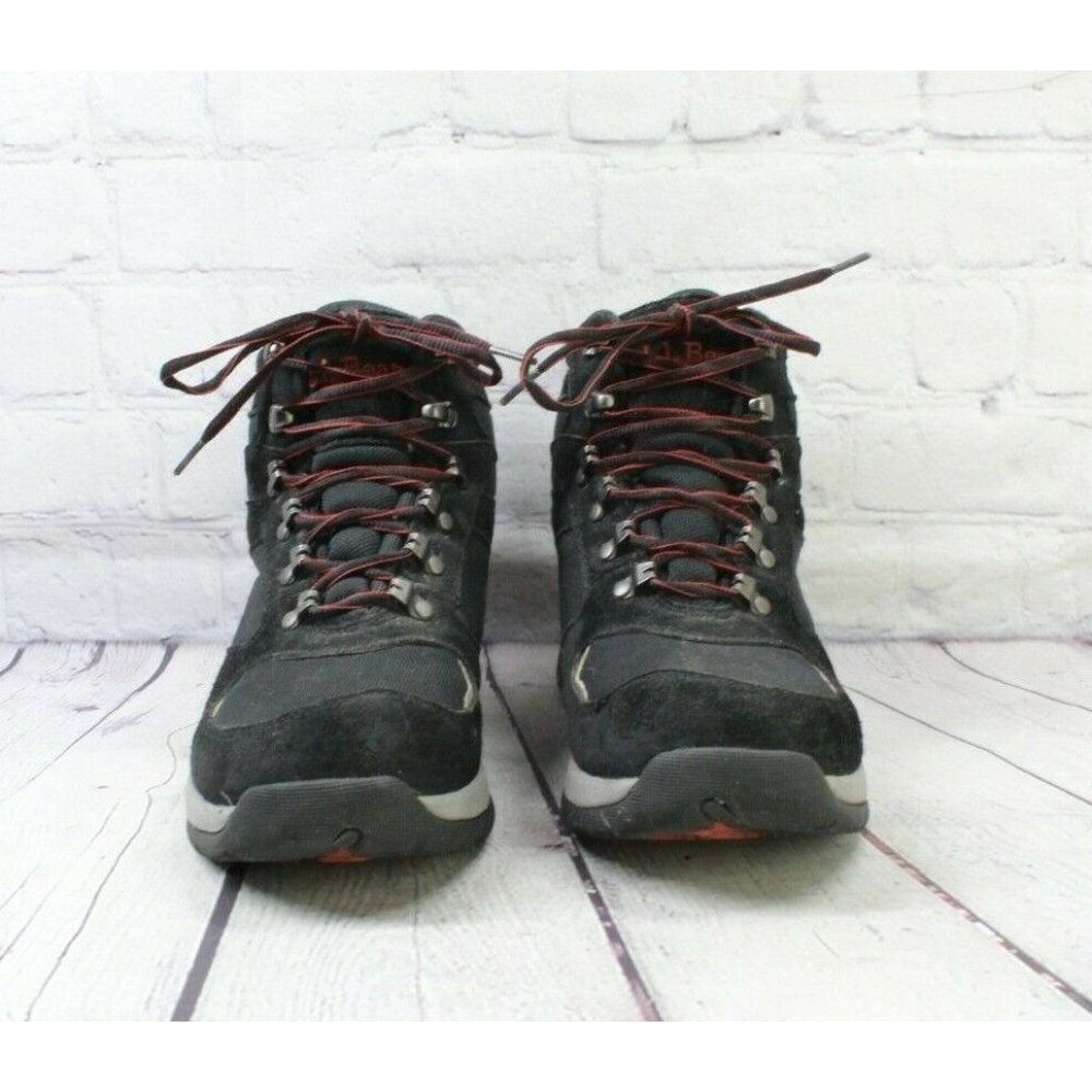 LL Bean Black Suede Mesh High Top Mountain Classic Hikers Boots Size 9 M - Picture 4 of 9